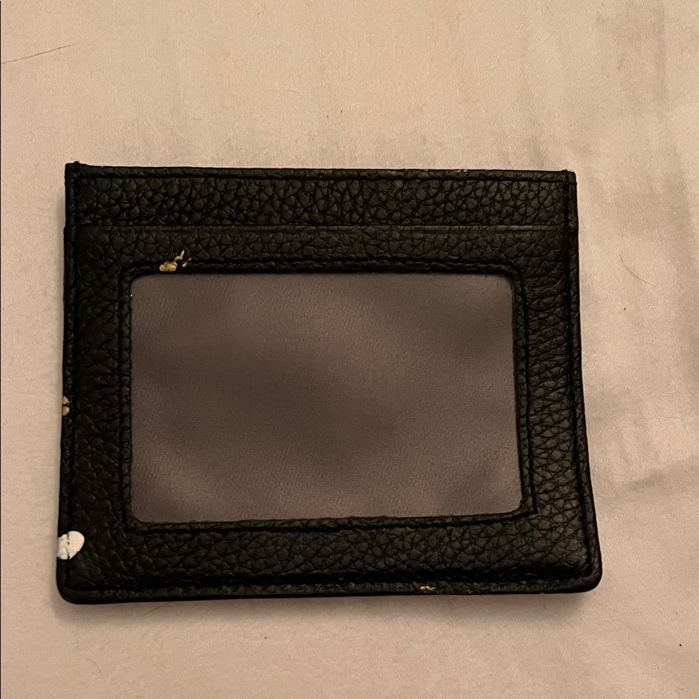 Anca Barbu Black and Gold Hand Painted Leather Card Holder- New - Picture 2 of 7